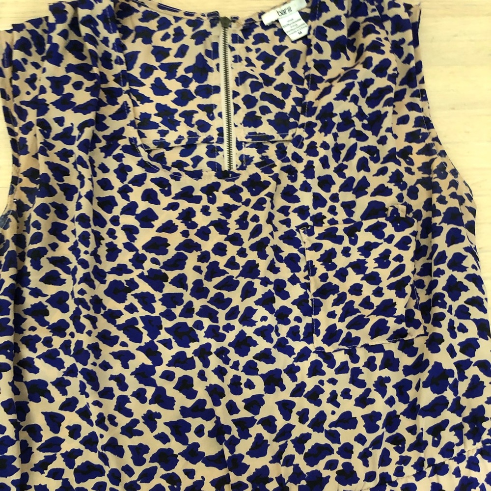 Tan and bright blue spotted Bar III dress